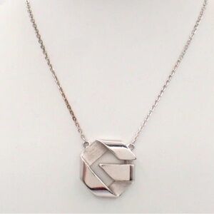 Givenchy Logo 925 Silver Geometric Pendant Necklace certificate of authenticity